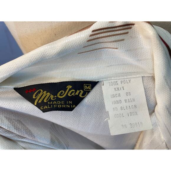 Vintage 70s Mr. Jan Polyester Disco Shirt Dagger Collar Abstract Earth Tones Med - Picture 10 of 10